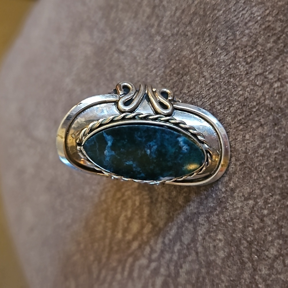 Peruvian Silver Castlecore Warrior Chrysocolla St… - image 3